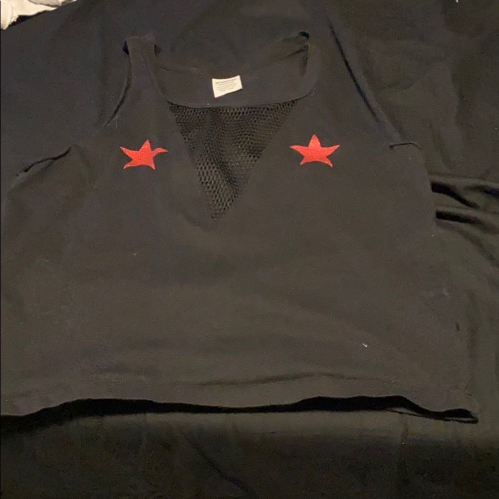 Pink Red white and lit shirt with mess front